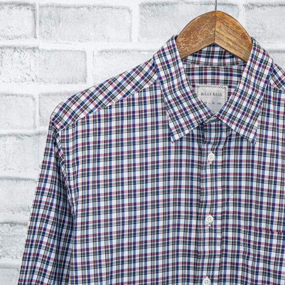 BILLY REID Men's Full Cut Button Down Shirt Multi color check plaid size Medium - Picture 5 of 5
